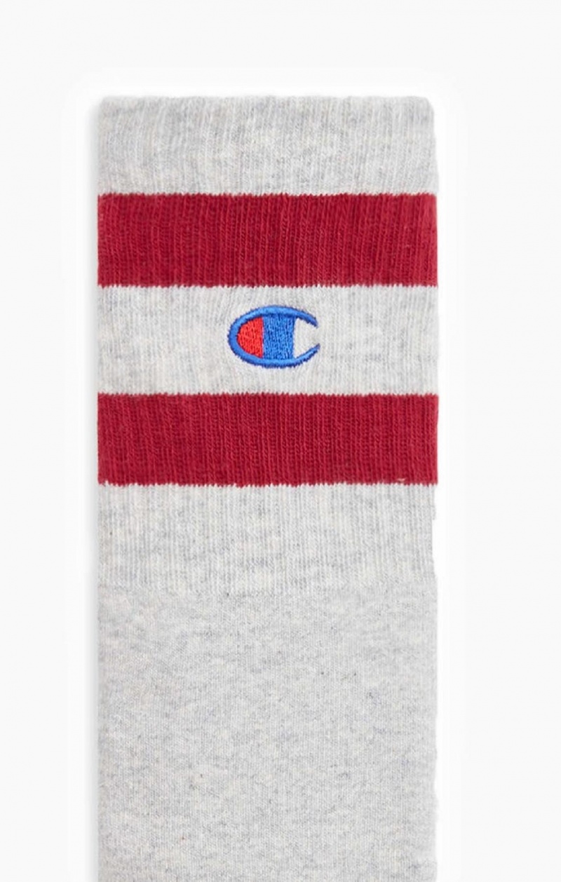 Champion Tube Stripe Crew Socks Sokker Dame Lyse Grå | 4512-FRAIU