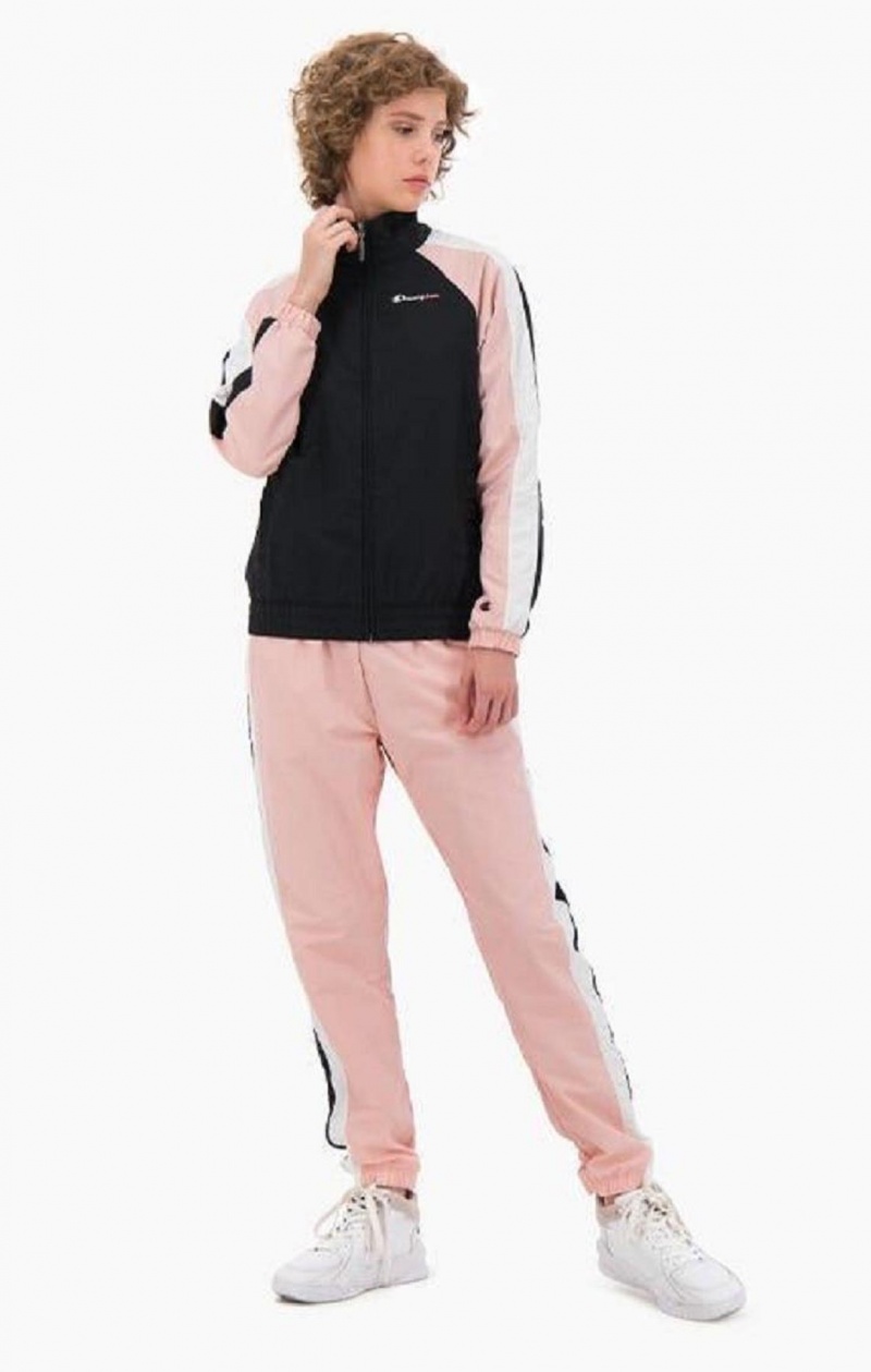 Champion Two Tone Stripe Seam Track Jacket Jakker Dame Svarte Rosa | 9680-HWBDT