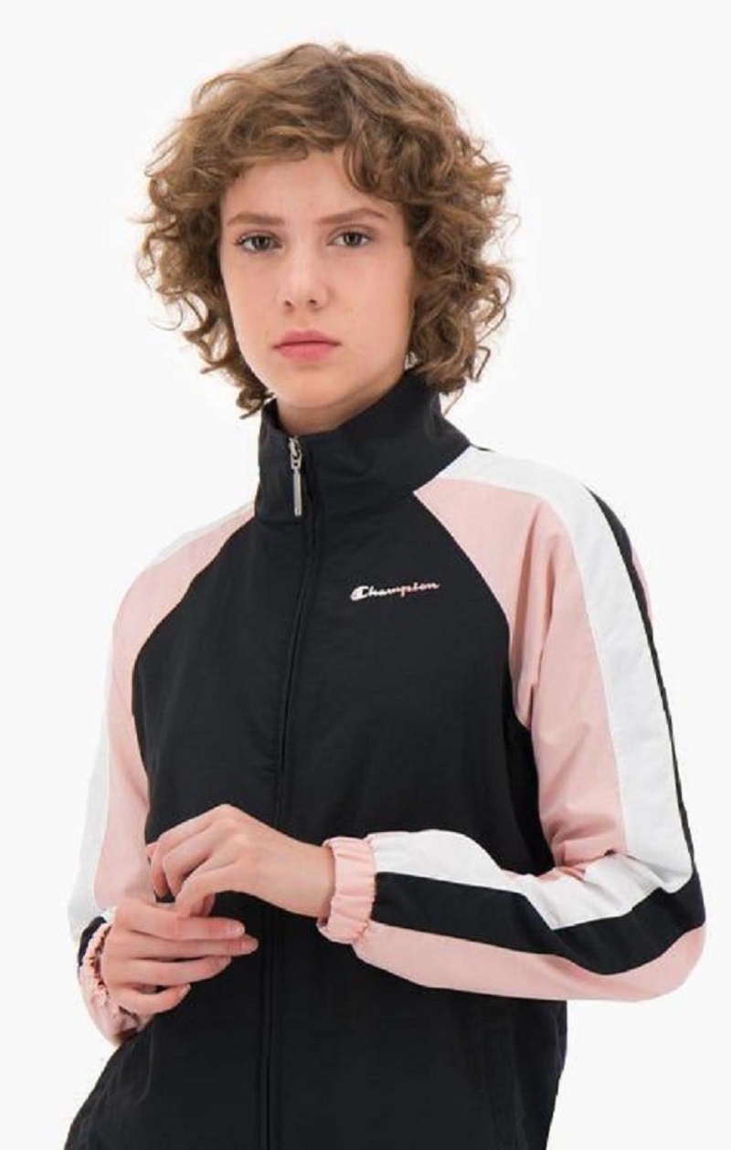 Champion Two Tone Stripe Seam Track Jacket Jakker Dame Svarte Rosa | 9680-HWBDT