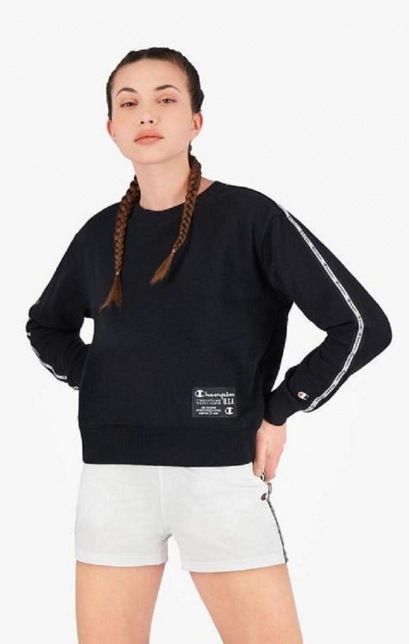 Champion USA Cropped Sweatshirt Gensere Dame Svarte | 8097-LZFOY