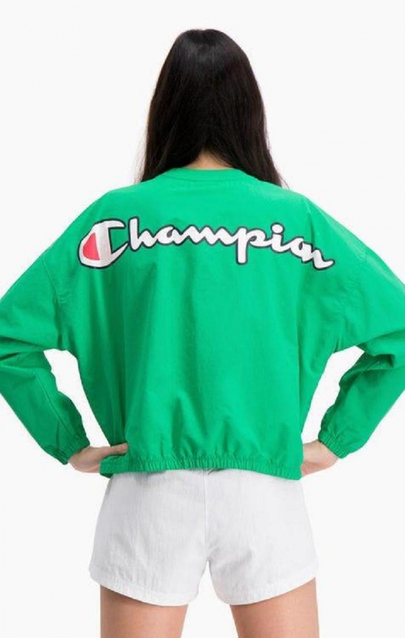 Champion Vann Repellent Script Logo Track Sweatshirt Gensere Dame Lyse Grønn | 9163-OFDNJ