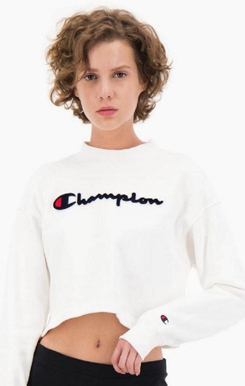 Champion Velvet Script Logo High Neck Sweatshirt Gensere Dame Rosa | 8937-DWOQR