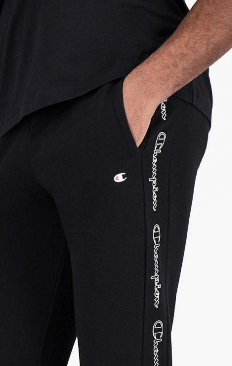 Champion Vertical Script Logo Print Joggers Joggebukse Herre Svarte | 7485-XEBJQ