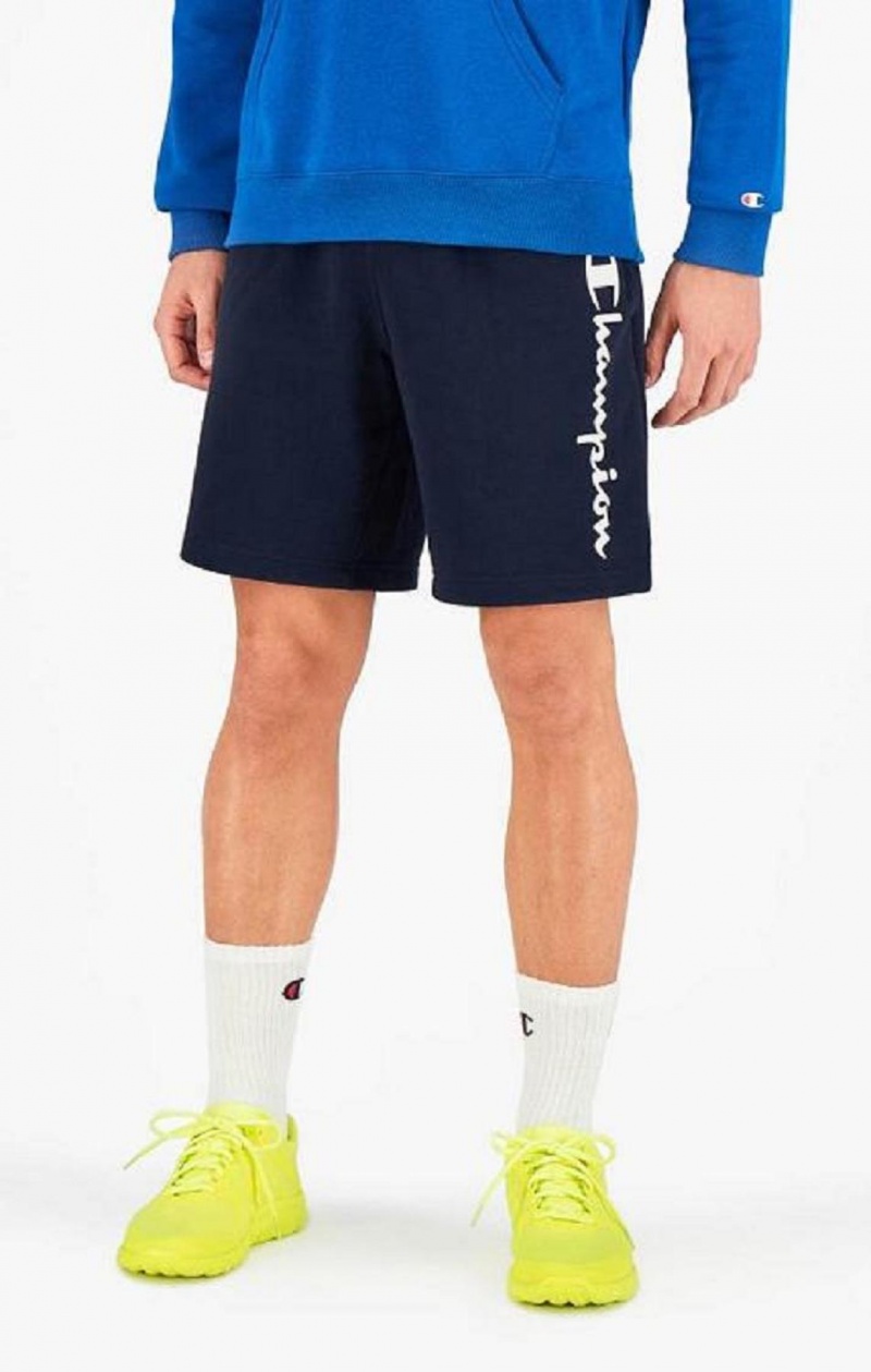 Champion Vertical Script Logo Shorts Shorts Herre Mørke Blå | 4756-SCLKR