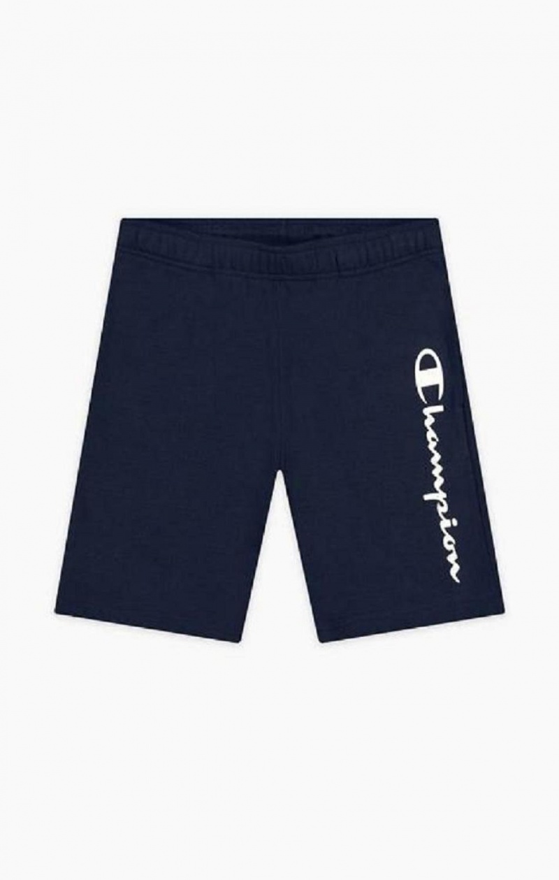 Champion Vertical Script Logo Shorts Shorts Herre Mørke Blå | 4756-SCLKR