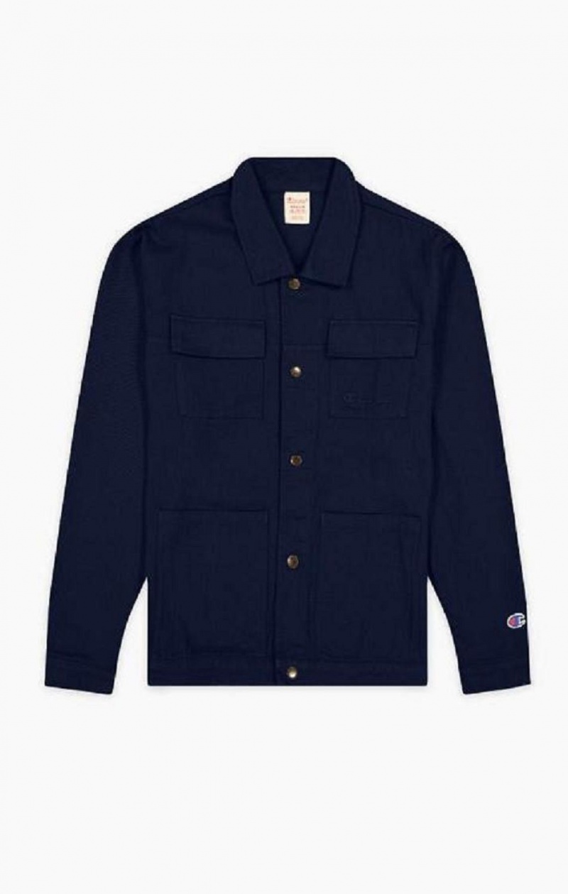 Champion Woven Utility Jacket Jakker Herre Mørke Blå | 3481-IHBVS