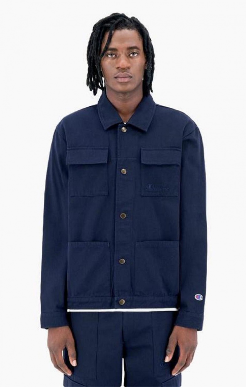 Champion Woven Utility Jacket Jakker Herre Mørke Blå | 3481-IHBVS