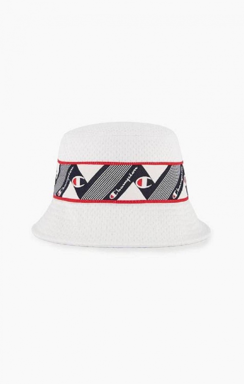 Champion Zig Zag Logo Tape Bucket Hat Hatt Dame Hvite | 0953-EMYIP