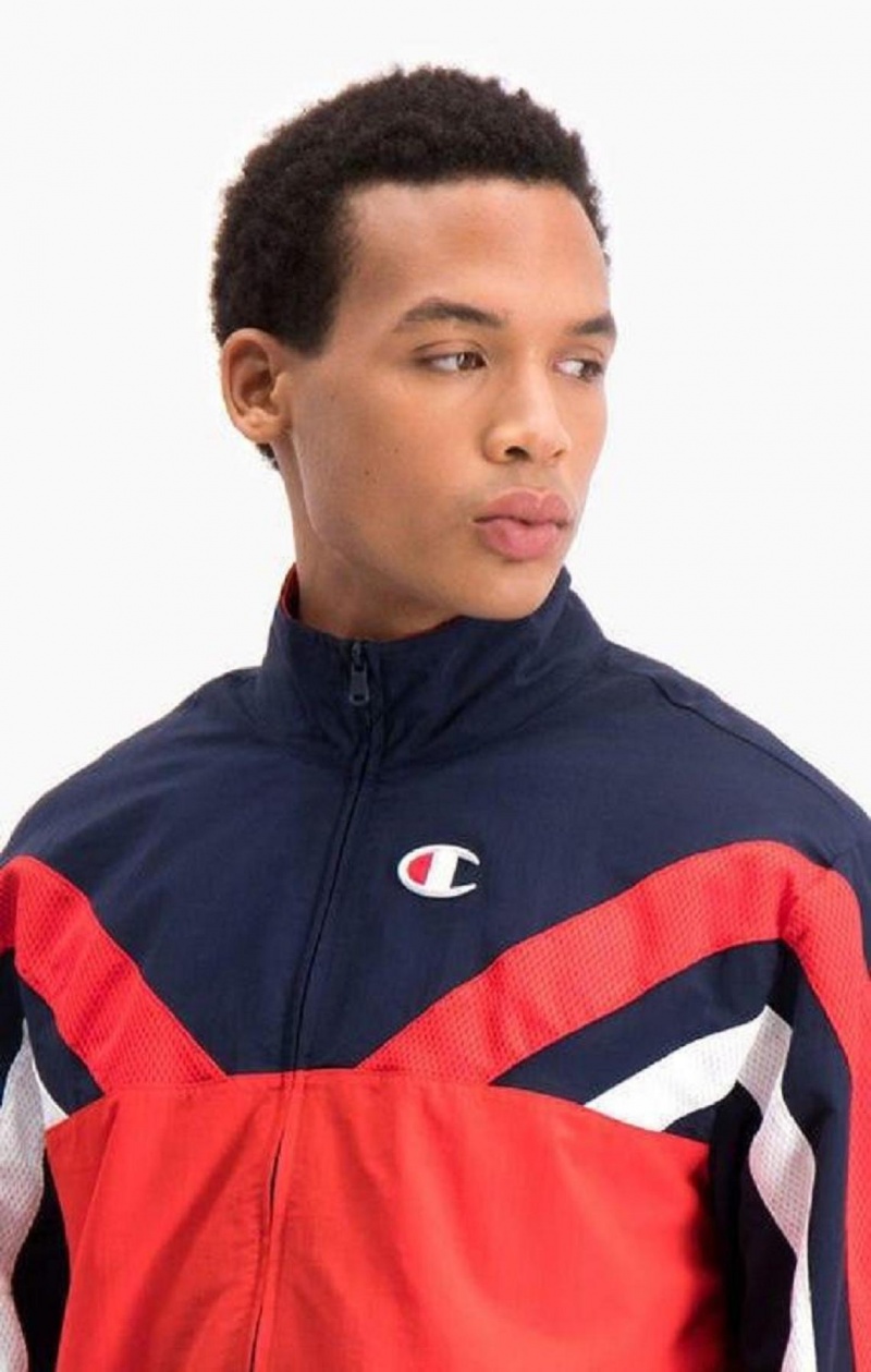 Champion Zip-Up Colour Block And Stripe Track Jacket Jakker Herre Rød | 9864-JICZO