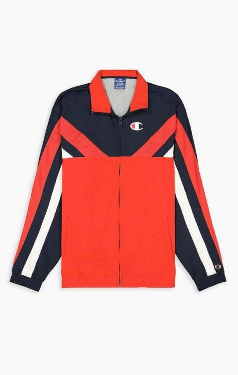 Champion Zip-Up Colour Block And Stripe Track Jacket Jakker Herre Rød | 9864-JICZO