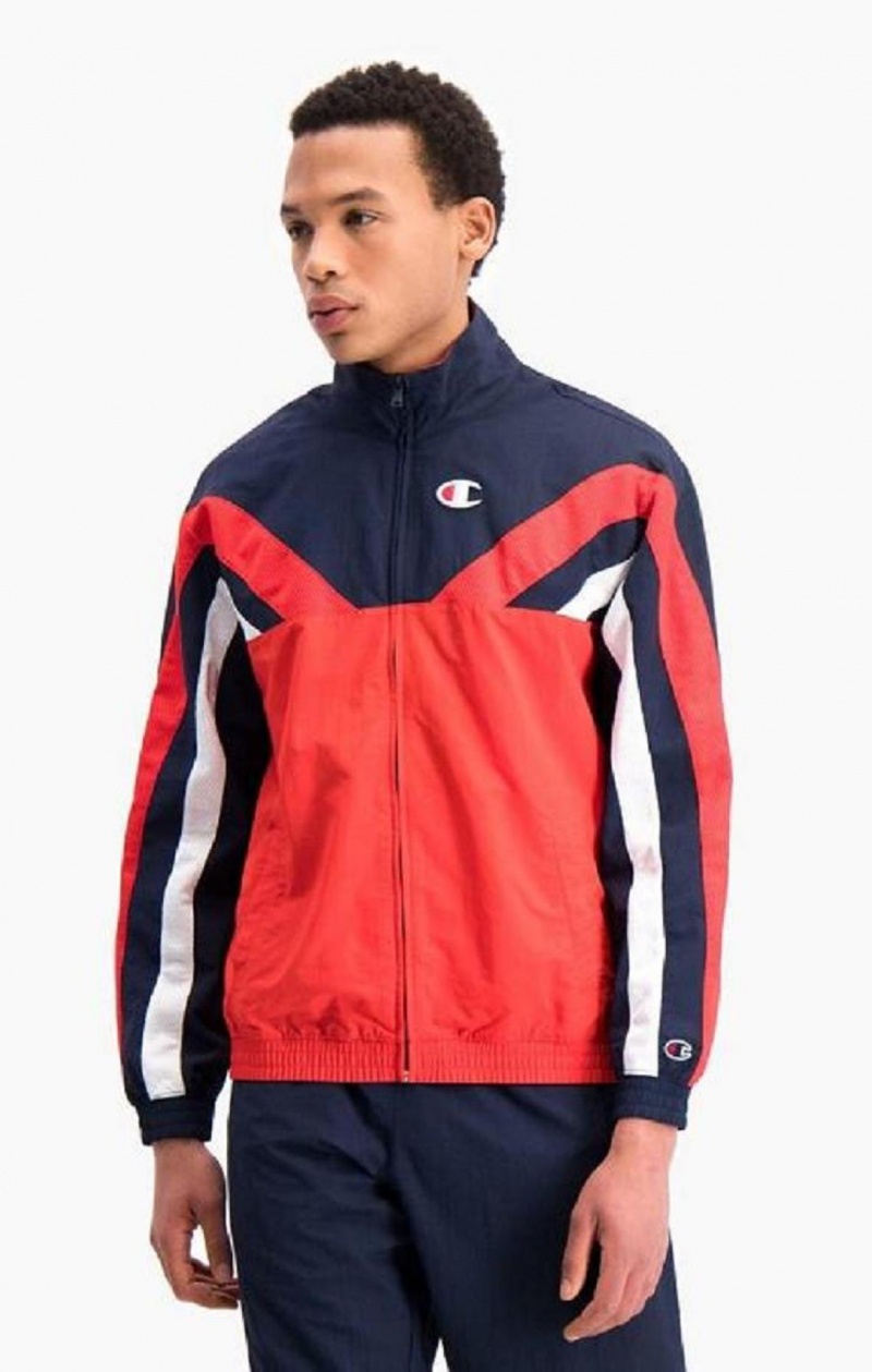 Champion Zip-Up Colour Block And Stripe Track Jacket Jakker Herre Rød | 9864-JICZO