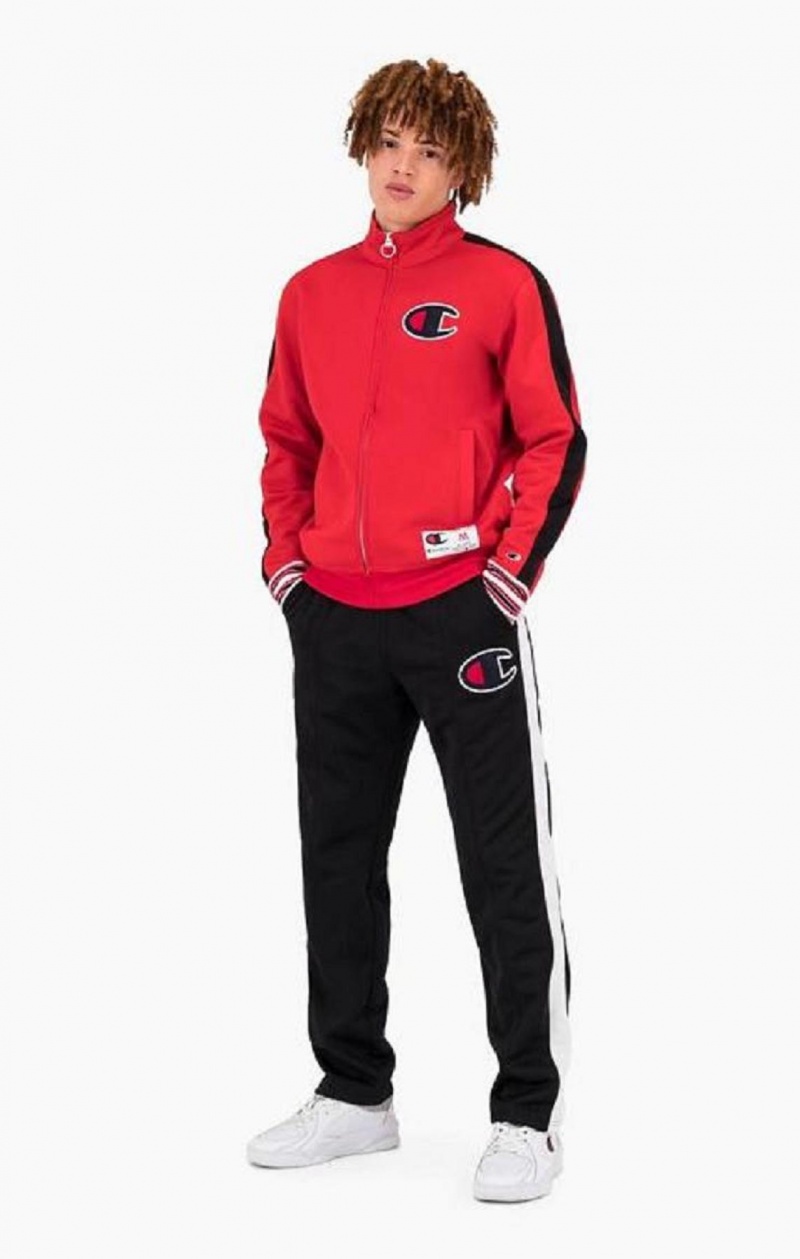 Champion Zip-Up Stripe Sleeve Basketball Sweatshirt Gensere Herre Rød | 5360-IYAHB