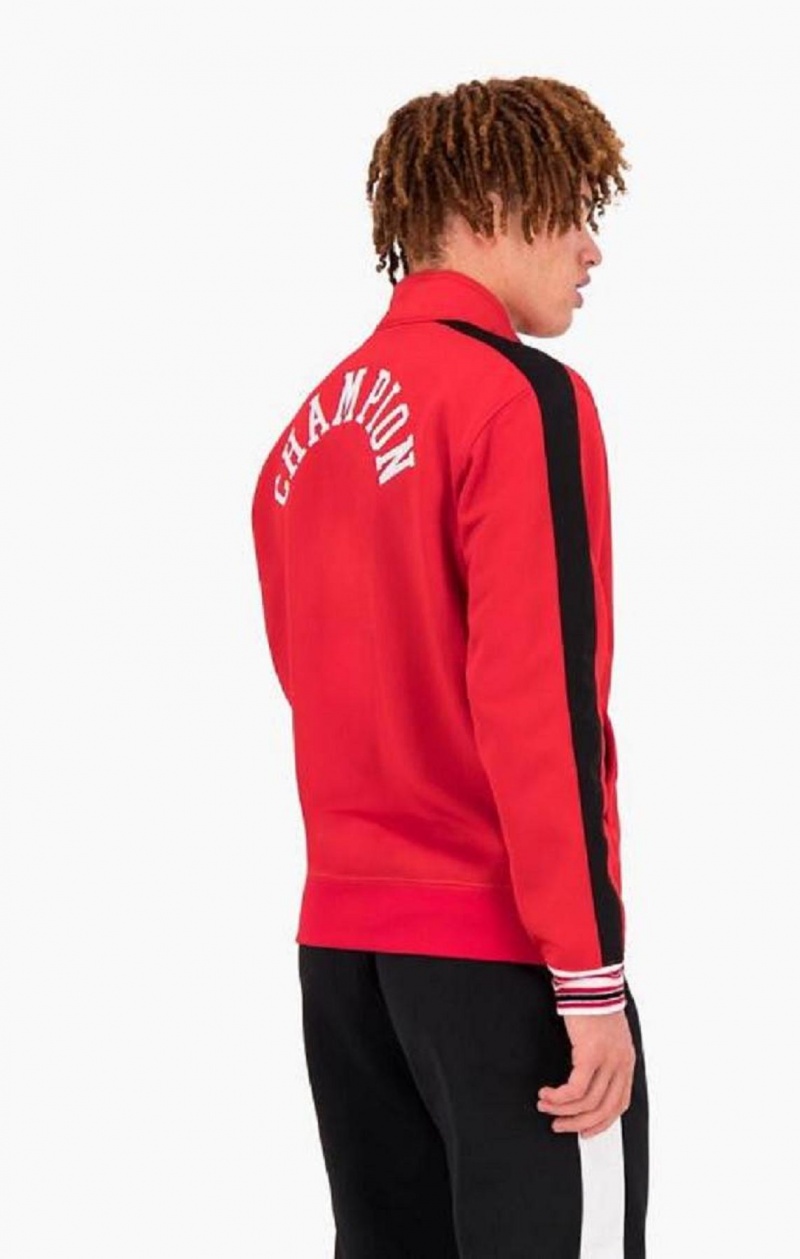 Champion Zip-Up Stripe Sleeve Basketball Sweatshirt Gensere Herre Rød | 5360-IYAHB