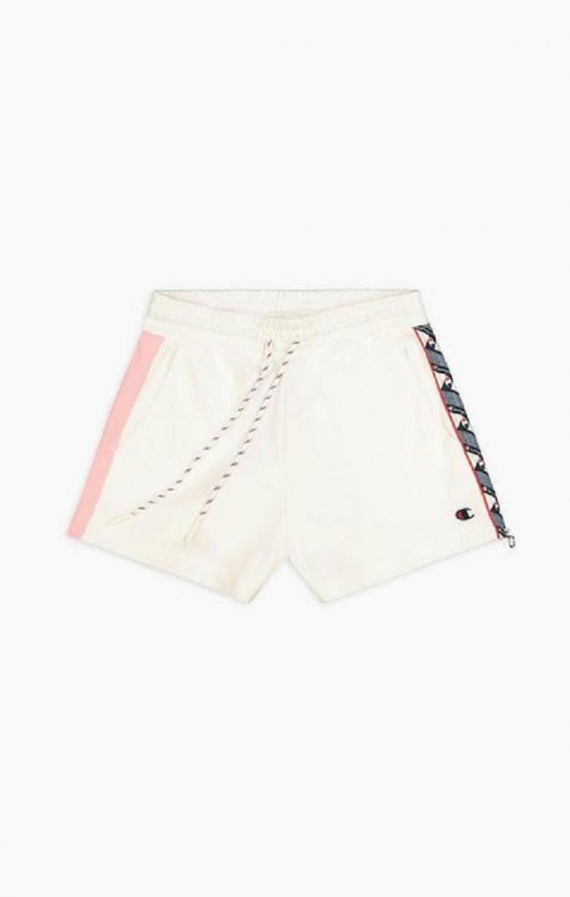 Champion Zip Detail Logo Tape Insert Shorts Shorts Dame Hvite | 5172-TRGQK