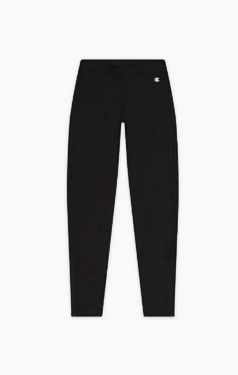 Champion Zip Detail Stretch Bomull Leggings Joggebukse Dame Svarte | 7914-IPZKD